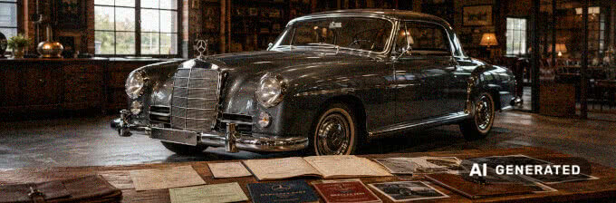 Historischer Oldtimer mit Fahrzeugpapieren und Detailaufnahmen zur kostenlosen Ersteinschätzung